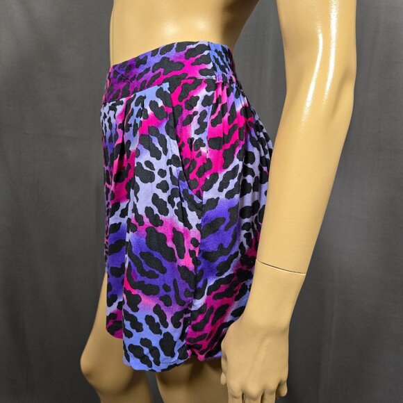 Y2K Purple Pink Leopard Print Shorts Size S Trashy McBling Emo Scene Indie - Picture 5 of 9